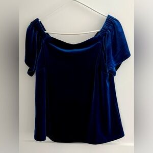 White House Black Market Deep Blue Velvet Blouse